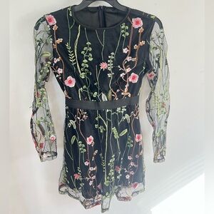 Floral Embroidered Black Dress